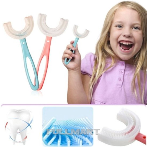 Дитяча U-подібна зубна щітка Childrens u Shaped Toothbrush блакитна